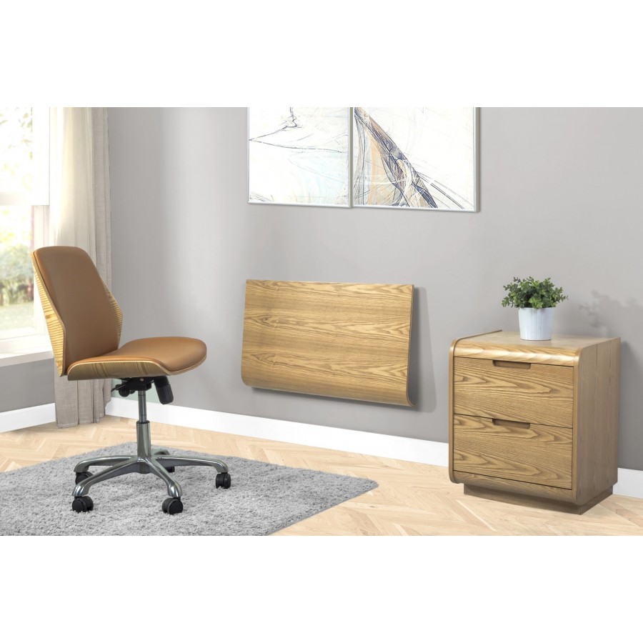 Curve Wall Mounted Drop Desk Oak